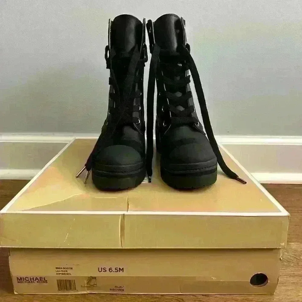 Michael Kors Brea leather jacquard boot